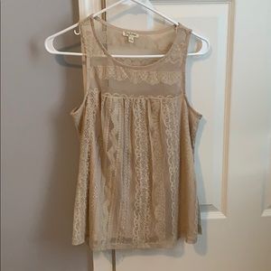 Beige lace tank top